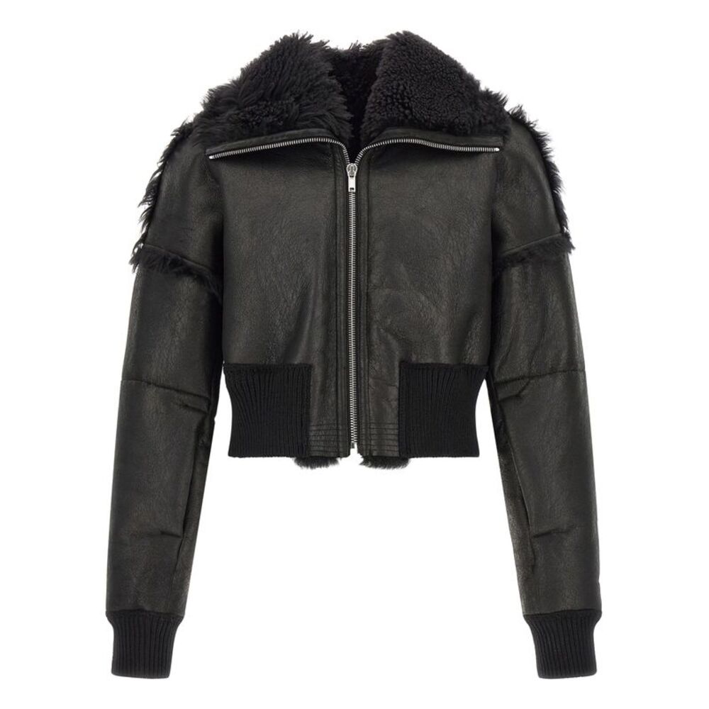 Rick Owens Black Lamb Fur Leather Men's Jacket
